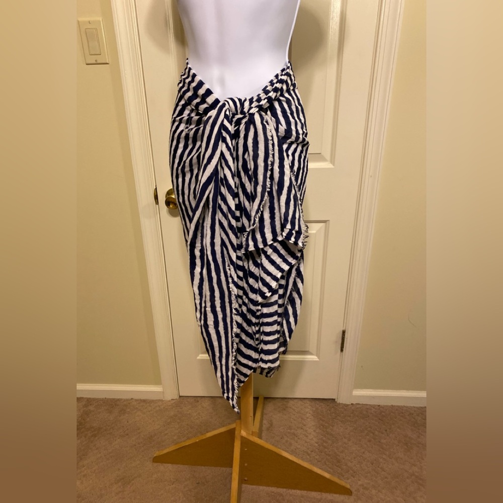 ALDO Striped Navy and White Sarong Skirt, Size: 80”W x 40”L